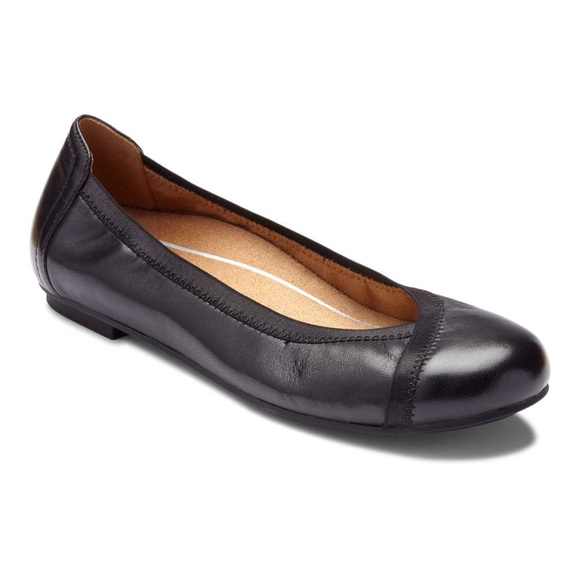 Vionic Shoes - VIONIC Caroll Black Leather Orthotic Ballet Flat Comfort Shoe Professional FLAW